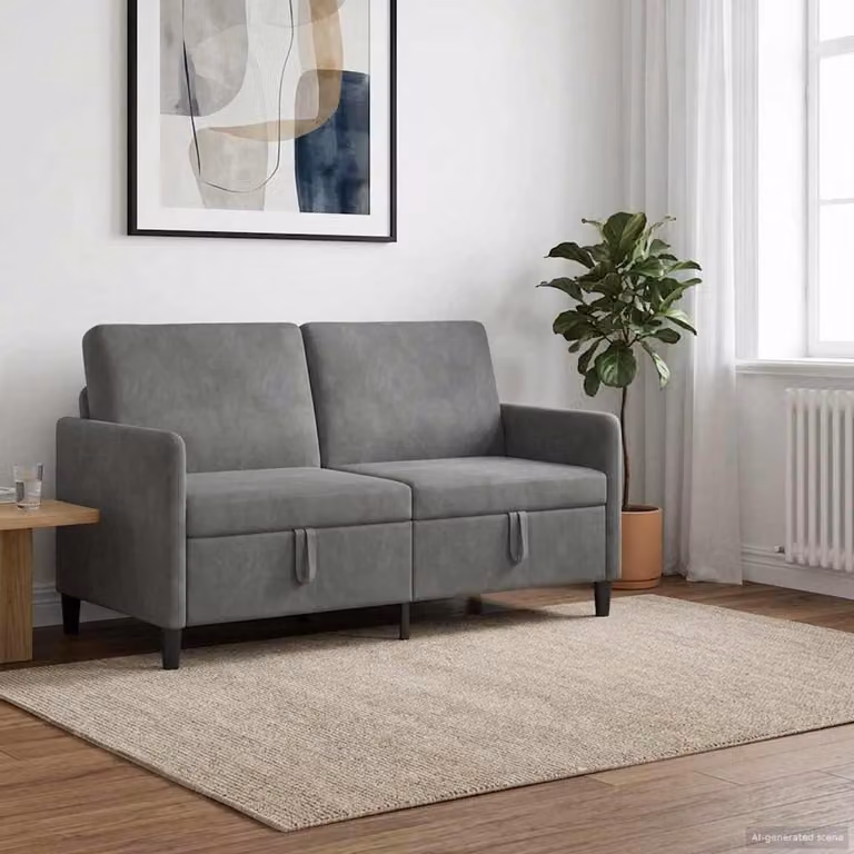 vidaXL Divano Moderno con Contenitore a Scomparsa Grigio L: 152 cm, P: 78 cm, H: 87 cm