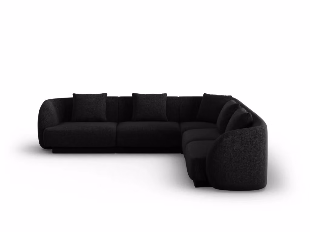 Divano angolare reversibile Tulum Cosmopolitan Design a 5 posti in ciniglia nero L 255 cm x P 141 cm x H 70 cm – 2
