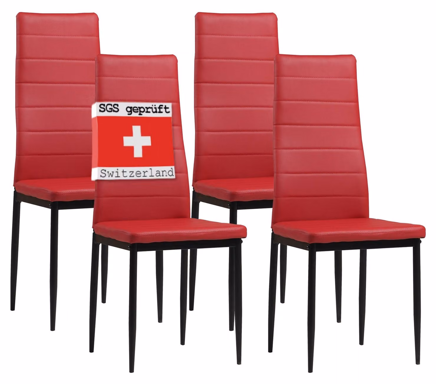 Albatros sedie per sala da pranzo MILANO set di 4, rosso - sedia imbottita con rivestimento in Pelle finta, design moderno ed elegante per il tavolo da pranzo - sedia da cucina o da sala da pranzo con elevata capacità di carico fino a 110kg