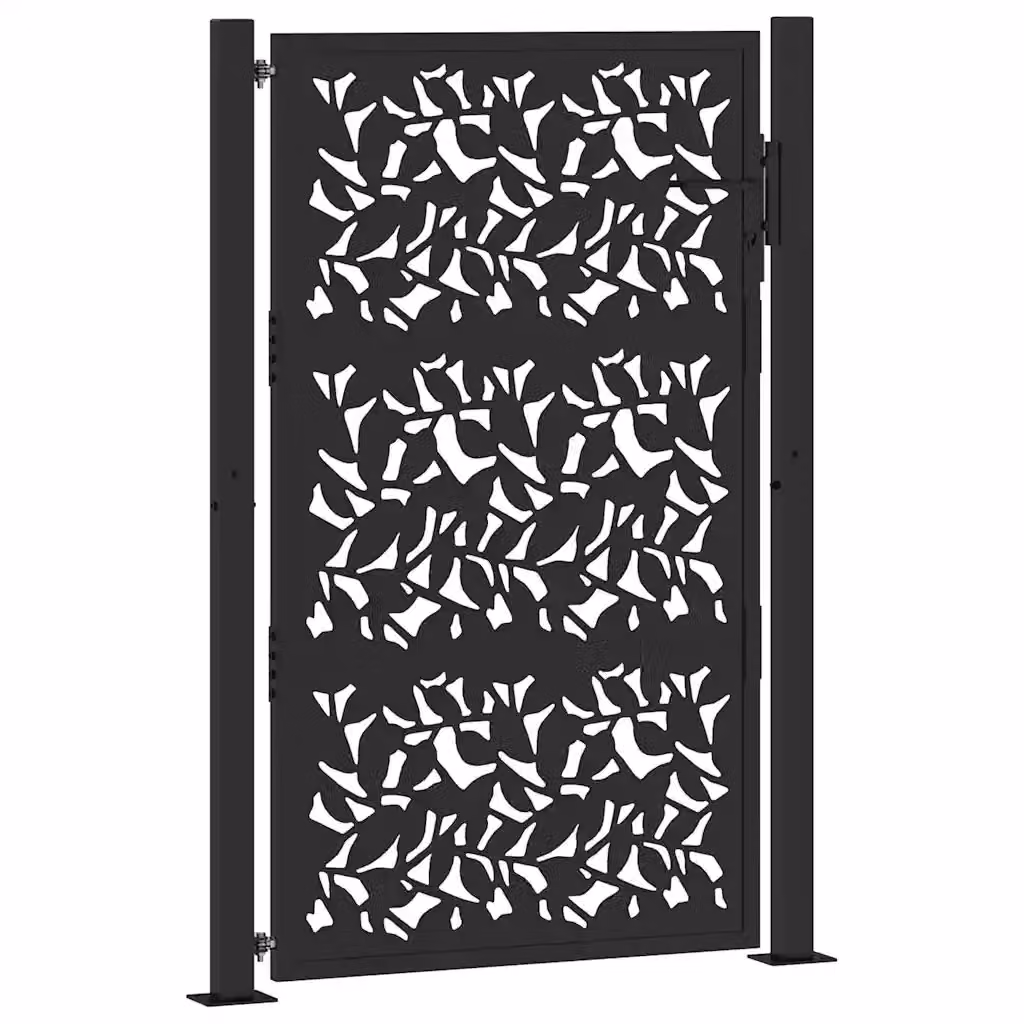 Cancello singolo da giardino vidaXL in acciaio nero con design a foglia L: 110 cm, H: 155 cm – 2