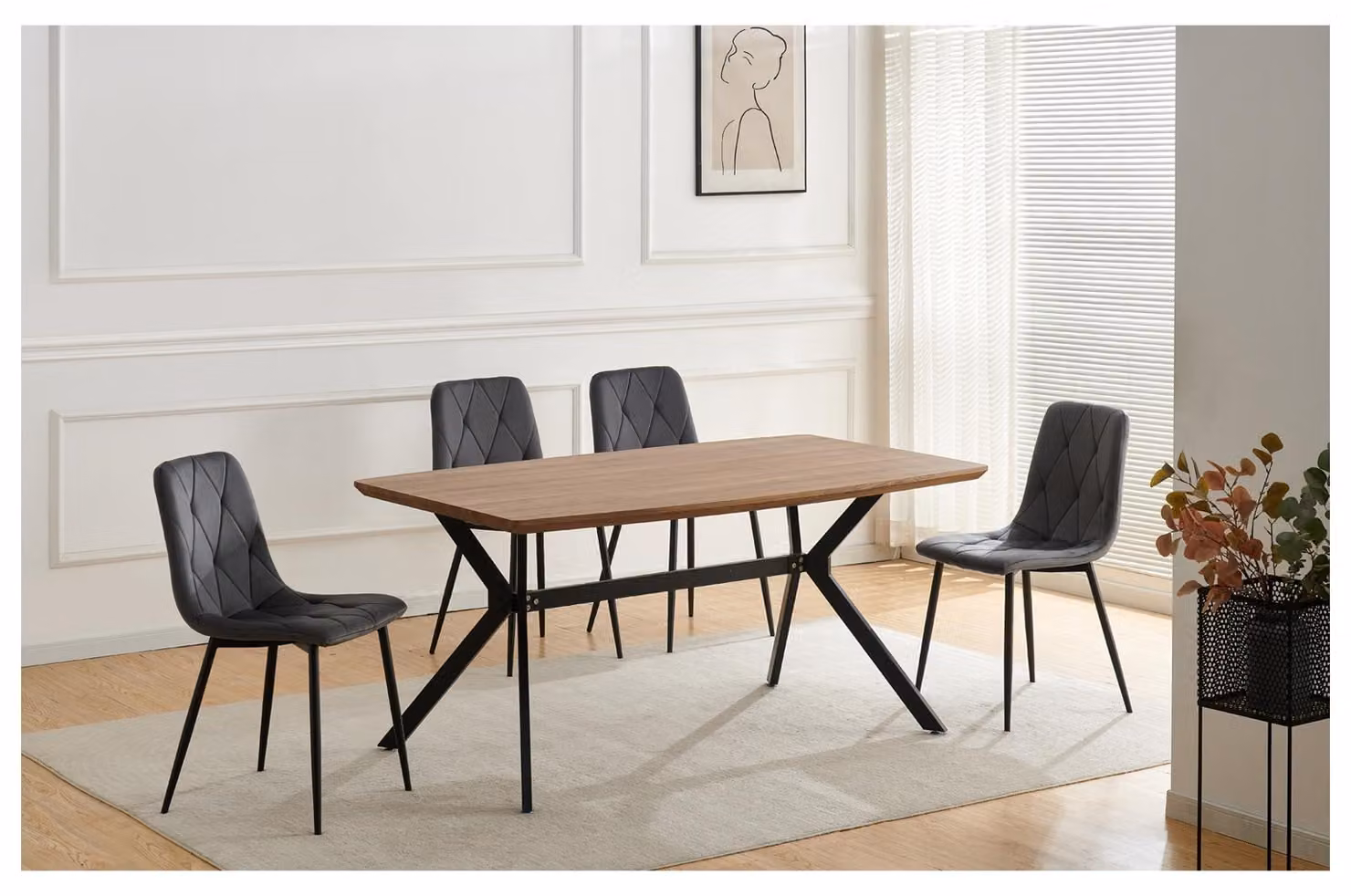 Set di 4 sedie Mesa Eco Velvet grigio