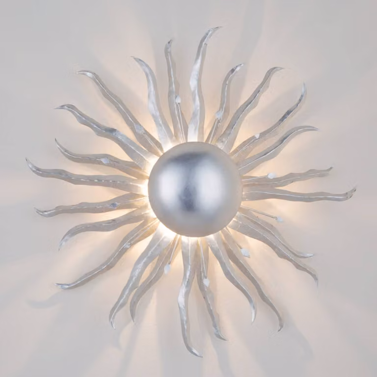 Holländer Applique da parete di design Sonne, dimmerabile, Alluminio / Grigio / Zincato, Soggiorno / Sala da pranzo, Metallo, Design, Applique