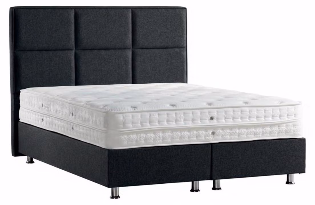 Letto imbottito di design nero, per camere da letto realizzato con tessuti pregiati