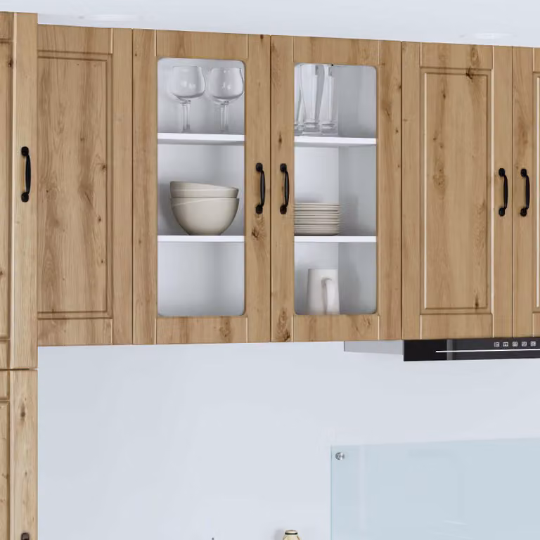 Mobile da parete moderno vidaXL PORTO in legno e vetro marrone L: 80 cm, H: 31 cm, P: 22,45 cm