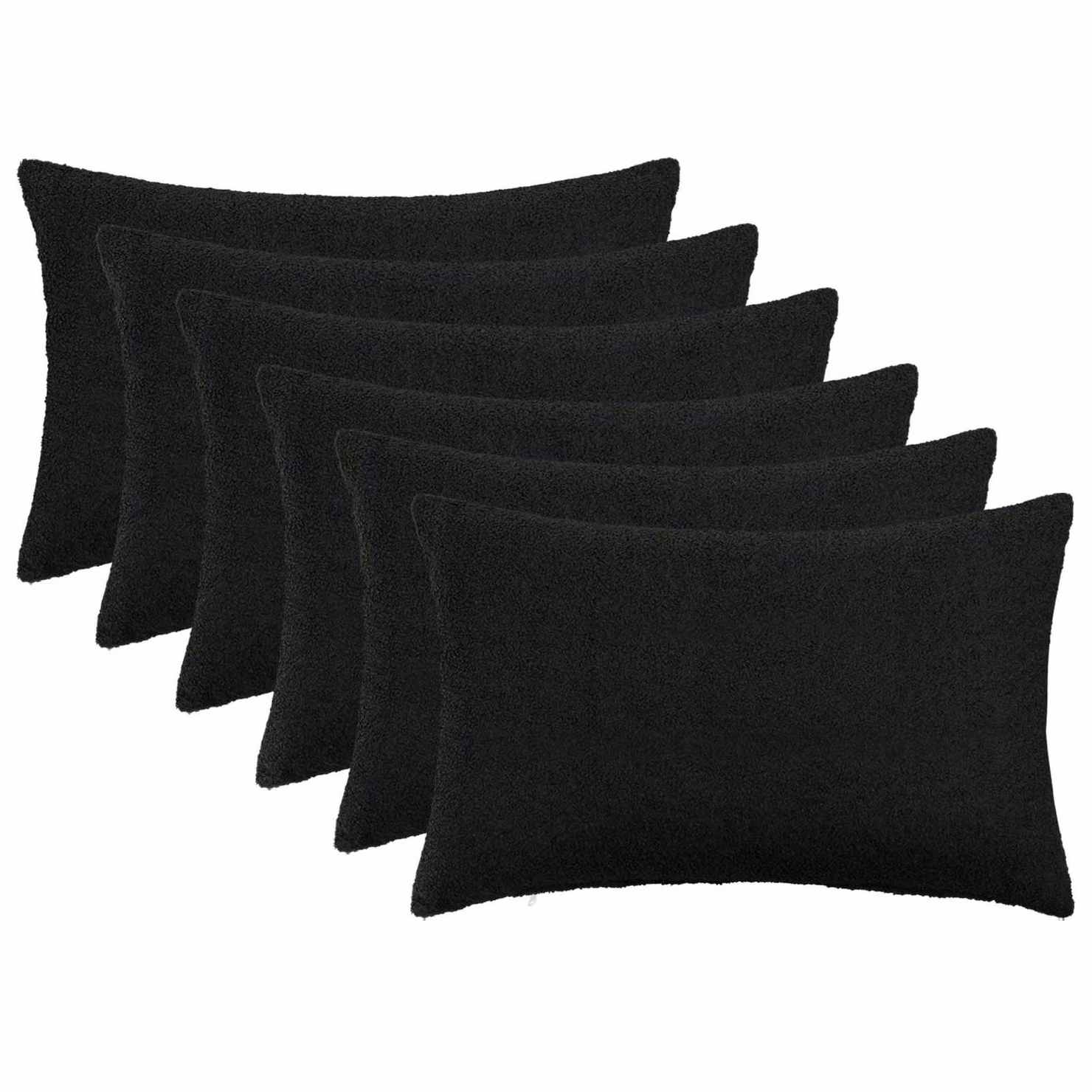 Set di 6 federe vidaXL HEERLEN in tessuto bouclé nero, L 50 cm x P 80 cm