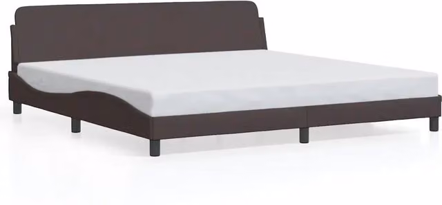 Letto matrimoniale | Letto per adulti | Giroletto Dover Marrone Scuro 200x200 cm in Tessuto