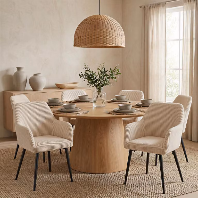 Set di 2 sedie da pranzo VERONA, beige: comode sedie imbottite con braccioli, rivestimento in velluto a coste di facile manutenzione, robusta struttura in metallo, ideali per la cucina e la zona giorno