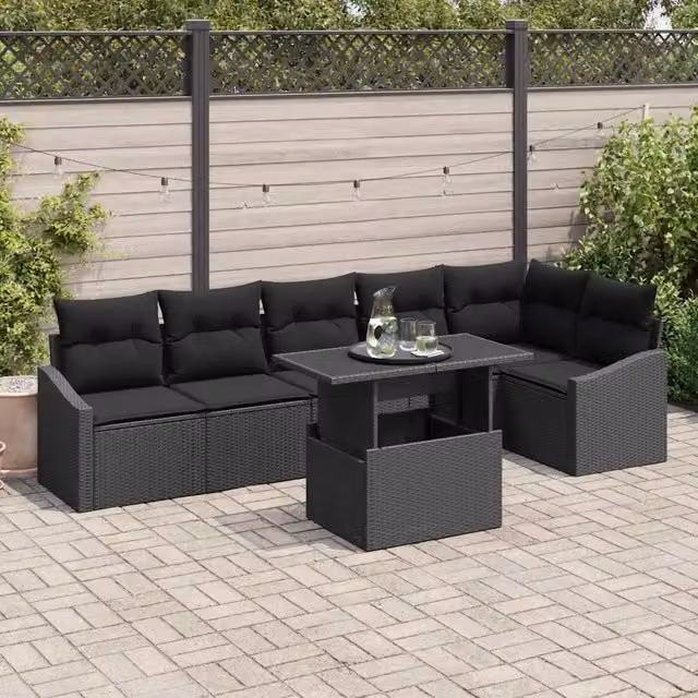 Set Divano da Giardino 7 pz Nero 3357756
