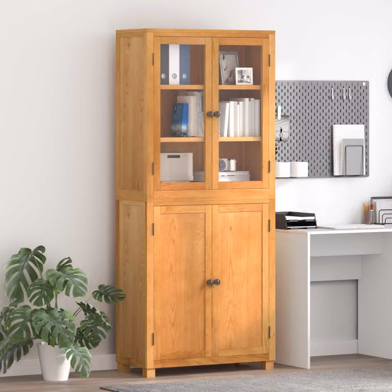 Set di mobili per magazzino vidaXL in stile industriale con 2 scaffali in legno rovere marrone e ante in vetro, H 185 x L 80 x P 35 cm