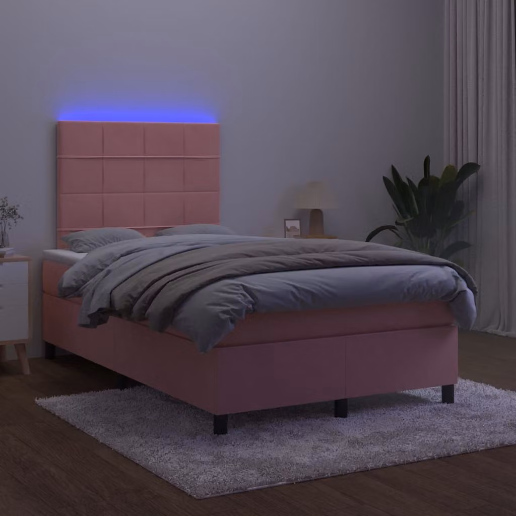 Maison Exclusive - Letto a Molle con Materasso e LED Rosa 120x200 cm in Velluto
