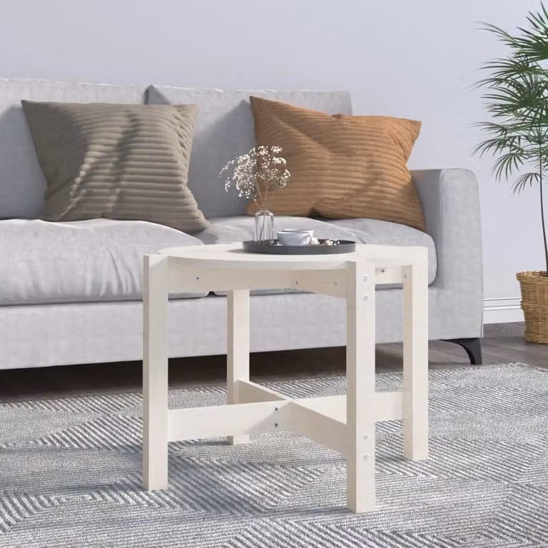 The Living Store tavolino bianco Ø 62,5x45 cm in legno di pino massiccio