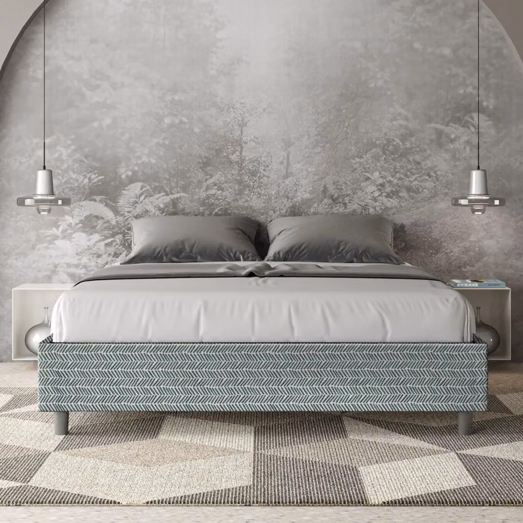 Letto Matrimoniale con Contenitore e Rete con Alzata Aragona Azelia Imbottito in Tessuto L/P/H: 160 x 200 x 39 cm – 2