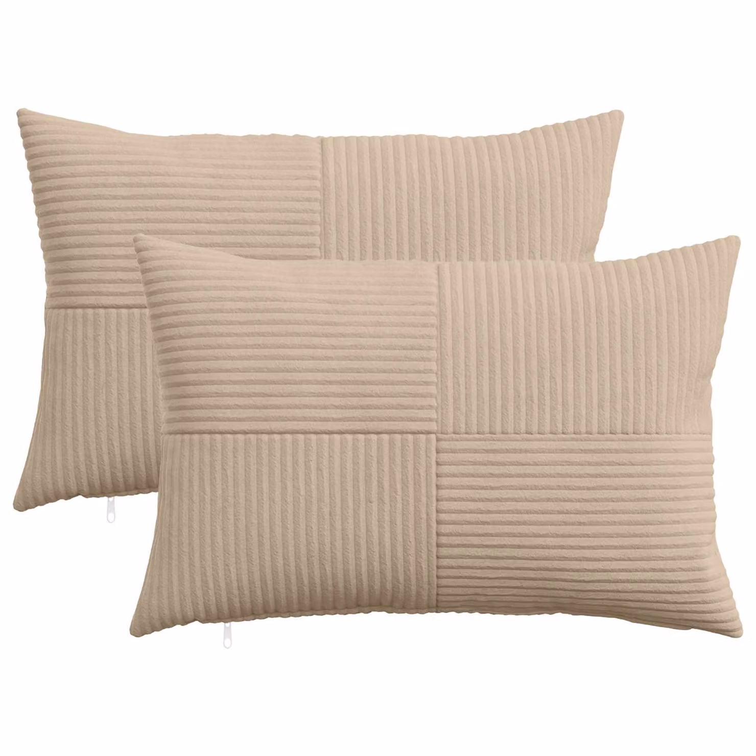 Set di 2 federe vidaXL ALMELO in velluto a coste color tortora, L 50 cm x P 70 cm
