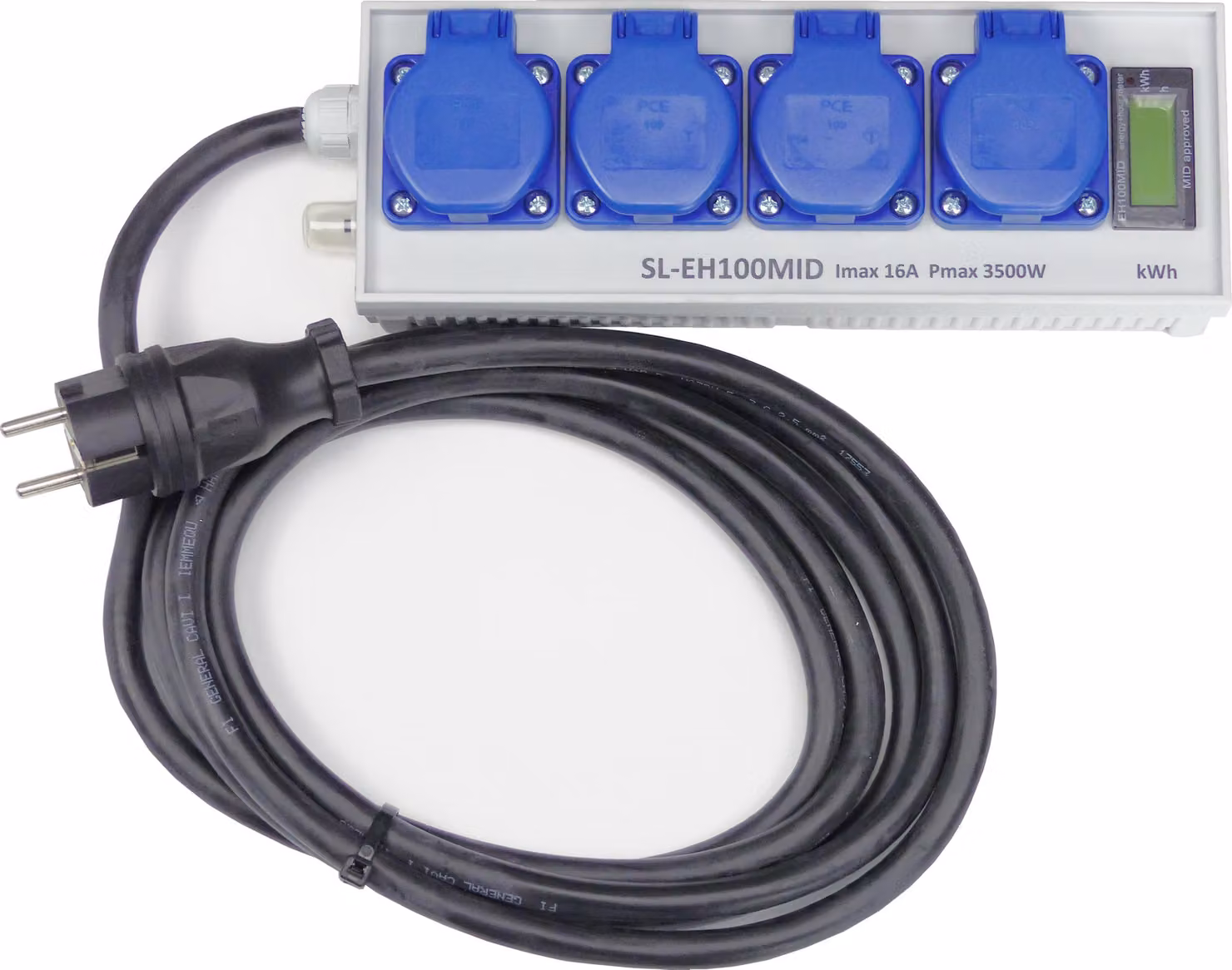 Contatore di energia e di ore come ciabatta a 4 poli SL-EH100MID (calibrato)