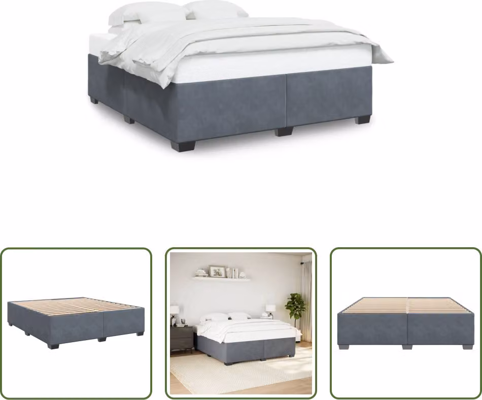 The Living Store Struttura letto grigio scuro 180×200 cm in velluto