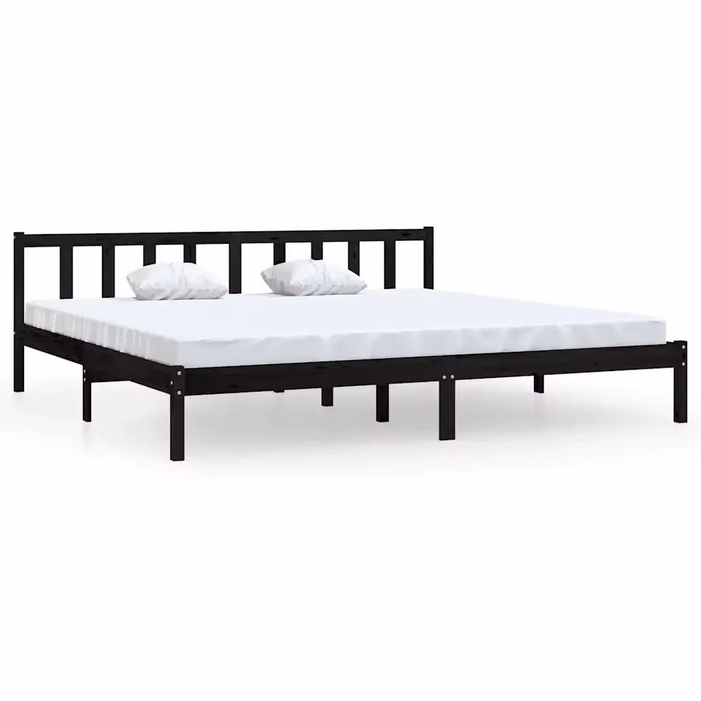 Letto con giroletto nero in legno massello di pino vidaXL L/P: 200 x 200 cm, H: 205,5 cm – 2
