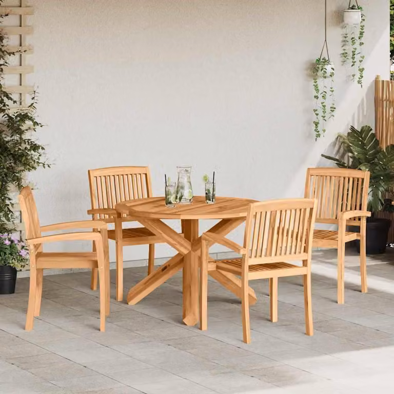 Maison Exclusive - Set da pranzo per esterno, 5 pezzi, in legno massello di acacia naturale