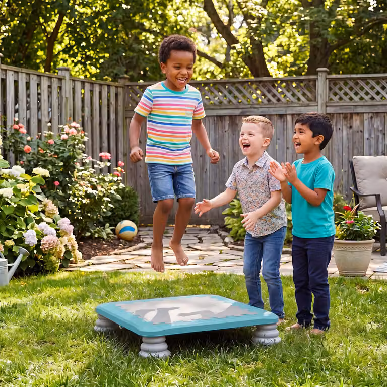 Costway Mini Trampolino Elastico per Bambini con Piedini Ammortizzanti in Schiuma, Blu