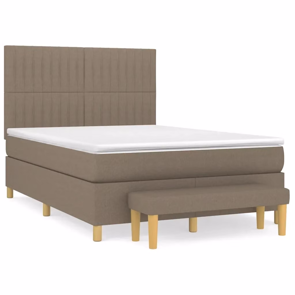 Letto Ibrido con Materasso a Molle vidaXL in Tessuto Beige e Bianco L/P/H: 140 x 190 x 128 cm – 2