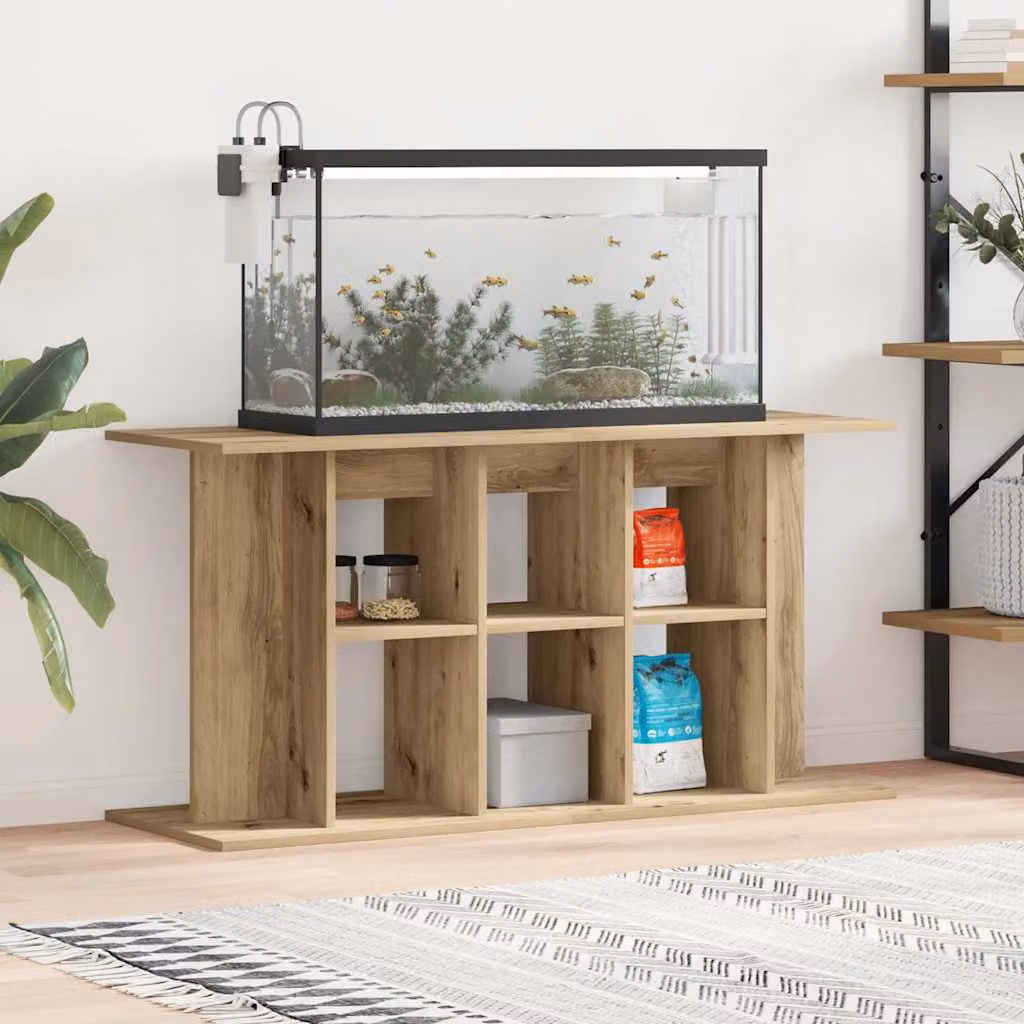 vidaXL Supporto per acquario artigianale in legno ingegnerizzato color rovere marrone L: 120 cm, P: 40 cm, H: 60 cm