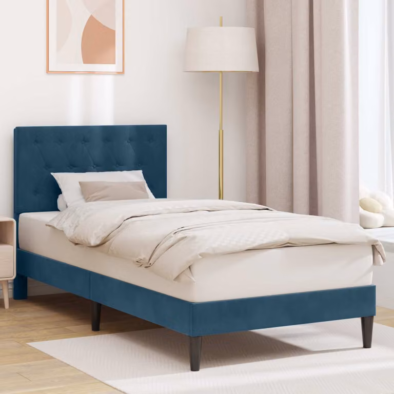 Struttura del letto con testiera vidaXL in velluto blu, L 100 x P 200 cm