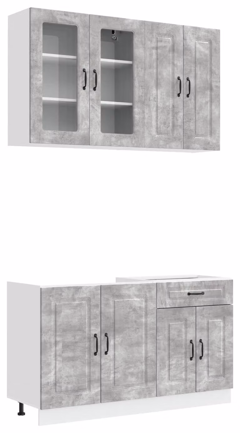 Set di mobili da cucina KALMAR, 4 pezzi, colore grigio cemento