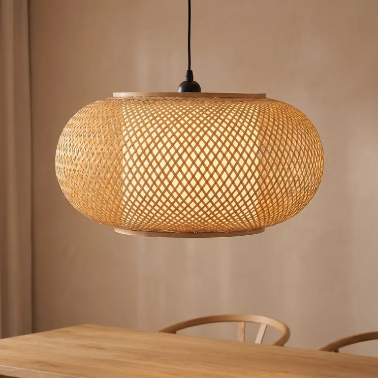 Lampada a sospensione Romaine Lindby, dimmerabile, Legno chiaro, Soggiorno / Sala da pranzo, bambù, Scandinavo, Lampada a sospensione