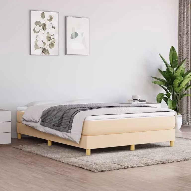 The Living Store Letto a molle insacchettate Crema 140x200 cm Tessuto