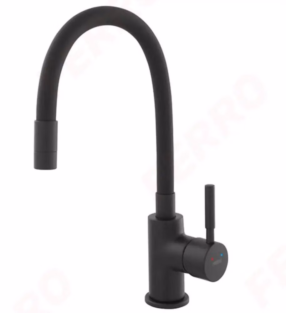 Miscelatore per lavello ZUMBA NERO con bocca flessibile nera, nero