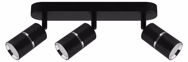 Plafoniera GU10 a 3 luci in alluminio nero/cromo