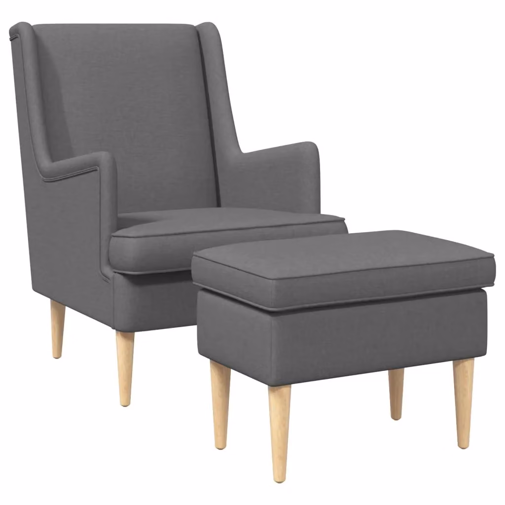 Set Poltrona Relax con Ottoman vidaXL in Tessuto Grigio con Struttura in Metallo e MDF per Soggiorno e Camera da Letto – 2