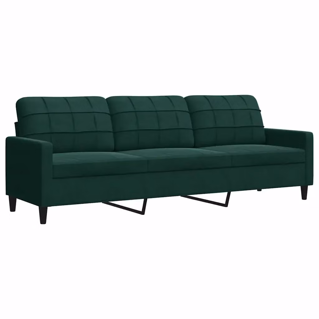Divano a 3 posti moderno vidaXL in velluto verde con struttura in metallo L: 226 cm, P: 80 cm, H: 77 cm – 2