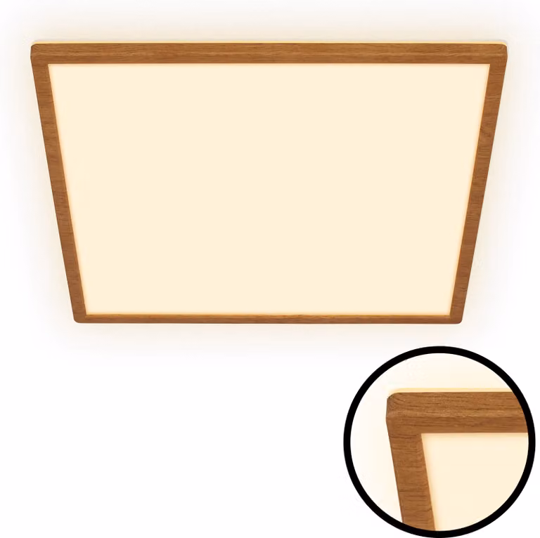 Lampada da soffitto LED in legno Lampada da soffitto per soggiorno Luce indiretta Piatta Bianco caldo