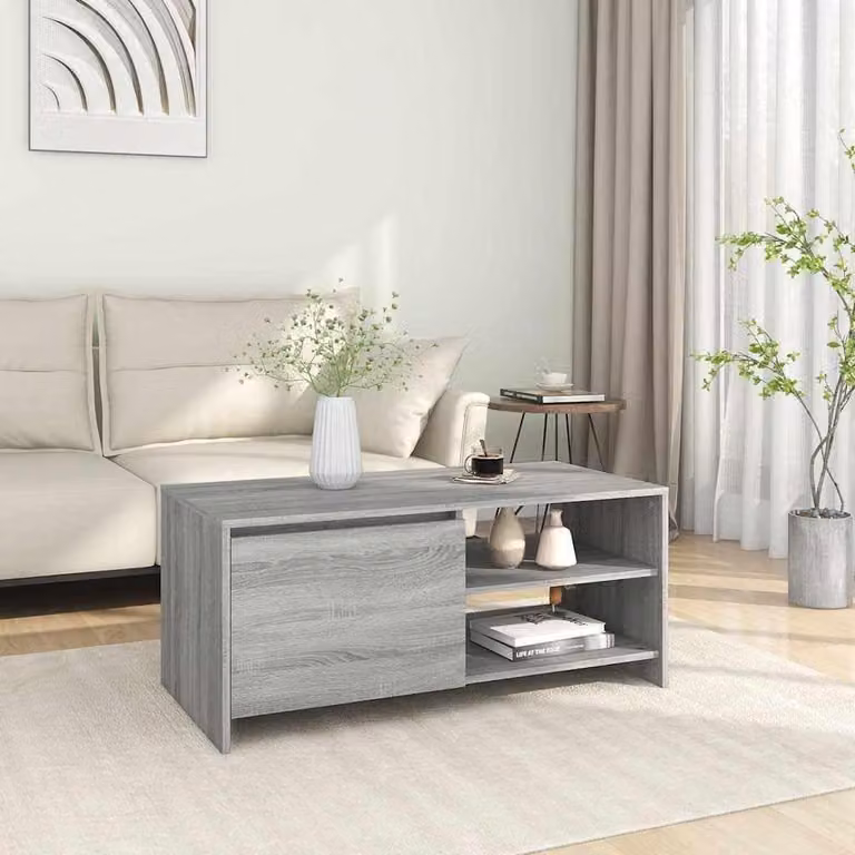 Tavolino grigio Sonoma con spazio contenitore