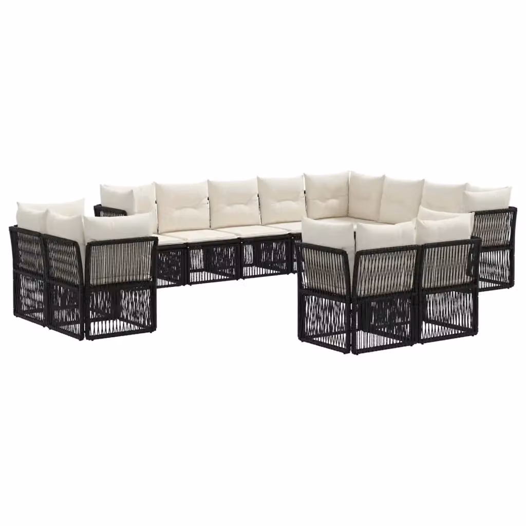 Set Divano da Giardino a L vidaXL Nero con Cuscini e Struttura in Metallo – 2