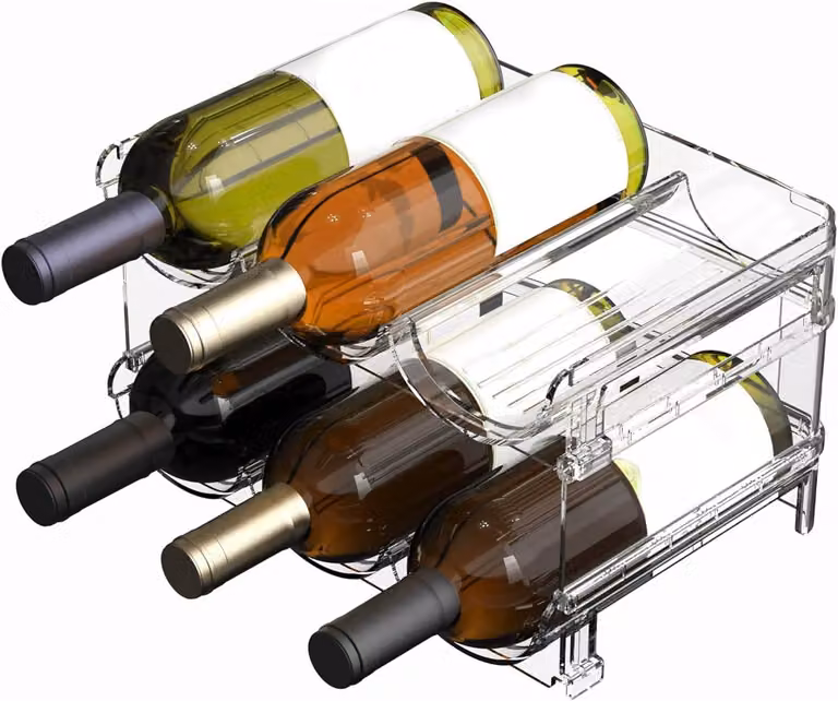 Organizzatore per bottiglie - 2 livelli - capacità per 6 bottiglie - Trasparente - Antiscivolo