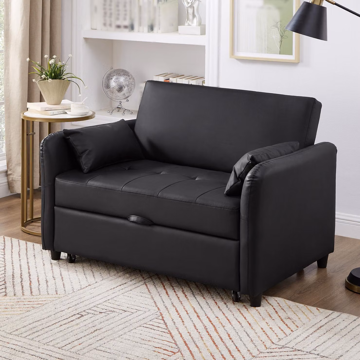 Divano letto estraibile ZR Home in nero anticato con rivestimento idrorepellente L/P/H: 122 x 83 x 82 cm – 2