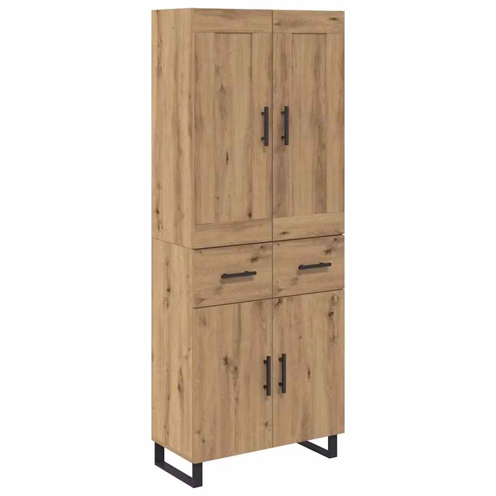 Set di 2 credenze moderne vidaXL in rovere marrone con finitura opaca L: 69,5 cm, P: 34 cm, H: 180 cm – 2