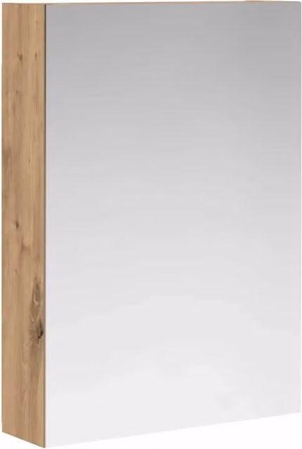 Mobiletto da bagno sospeso in legno di rovere marrone con ante a battente e ripiani interni in stile minimalista L/P/H: 70 x 14,5 x 50 cm