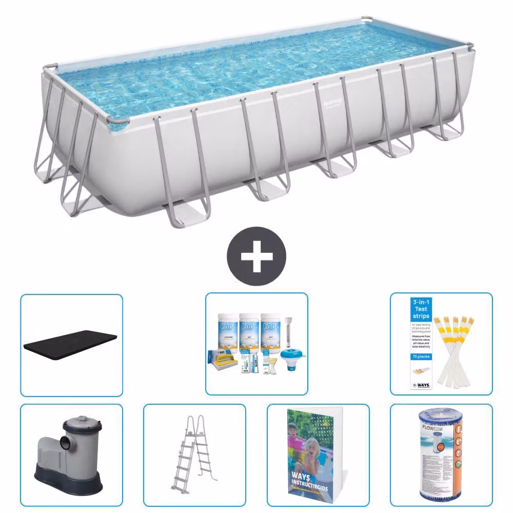 Bestway Power Steel, piscina rettangolare - 640x274x132 cm - composta da 6 parti, modello S556