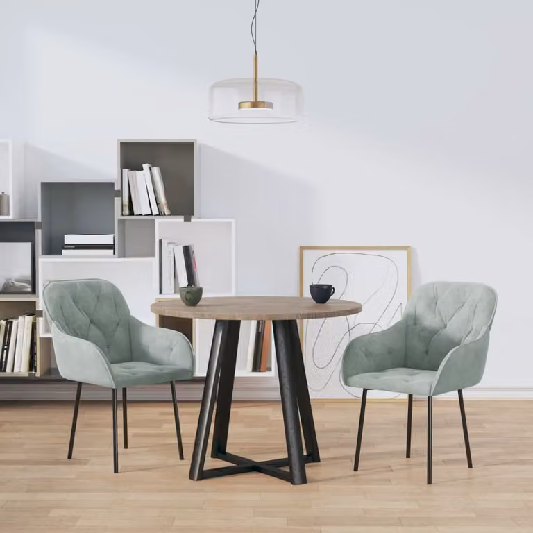 The Living Store sedie da pranzo 2 pz. Velluto grigio chiaro