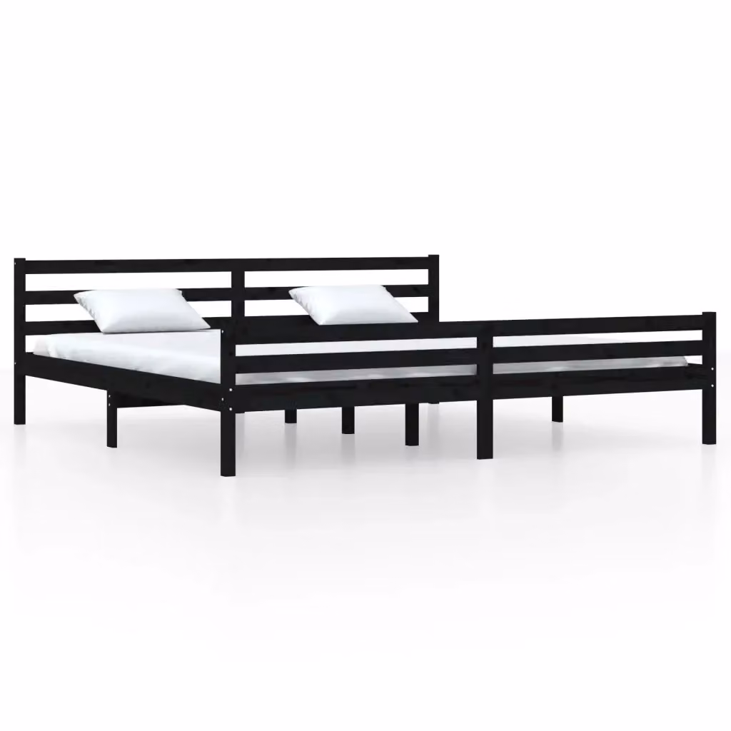 vidaXL Giroletto Nero in Legno Massello di Pino L/P: 200 x 200 cm – 2