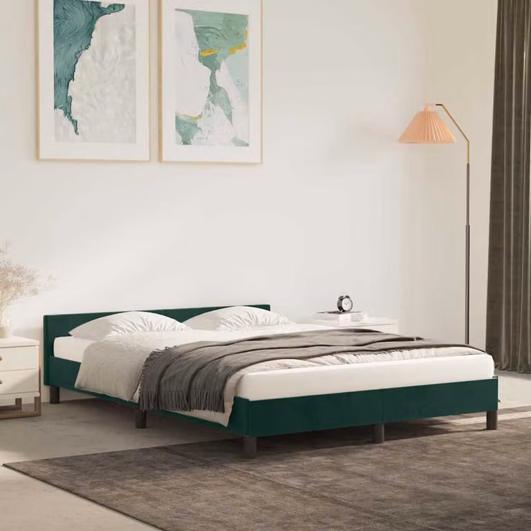 vidaXL Giroletto in Velluto Verde Senza Materasso L/P/H: 140 x 200 x 146 cm