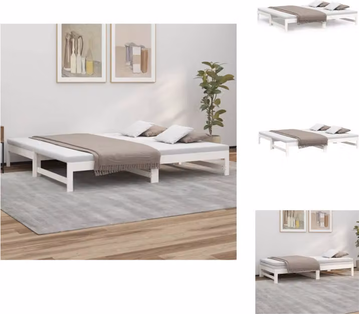 vidaXL Letto da giorno allungabile bianco 2x(100x200) cm in legno di pino massiccio - Letti e strutture letto