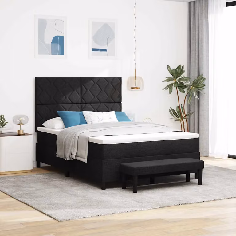 Letto ibrido con testiera vidaXL in tessuto nero L 140 x P 200 cm