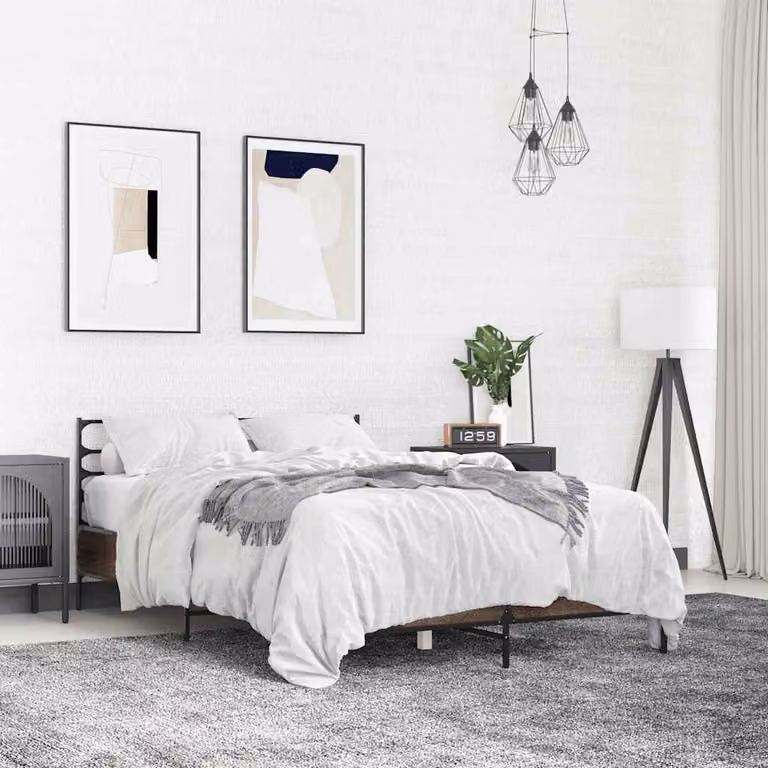 vidaXL Giroletto Rovere Marrone 140x190cm in Legno Multistrato Metallo