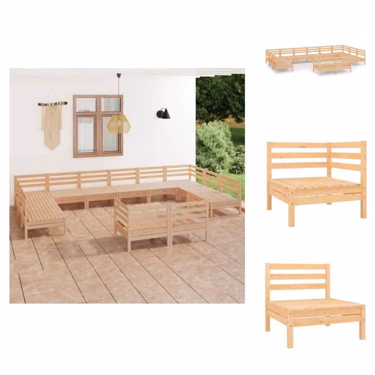 vidaXL Set da salotto da giardino 12 pezzi in pino massiccio - Set di mobili da giardino