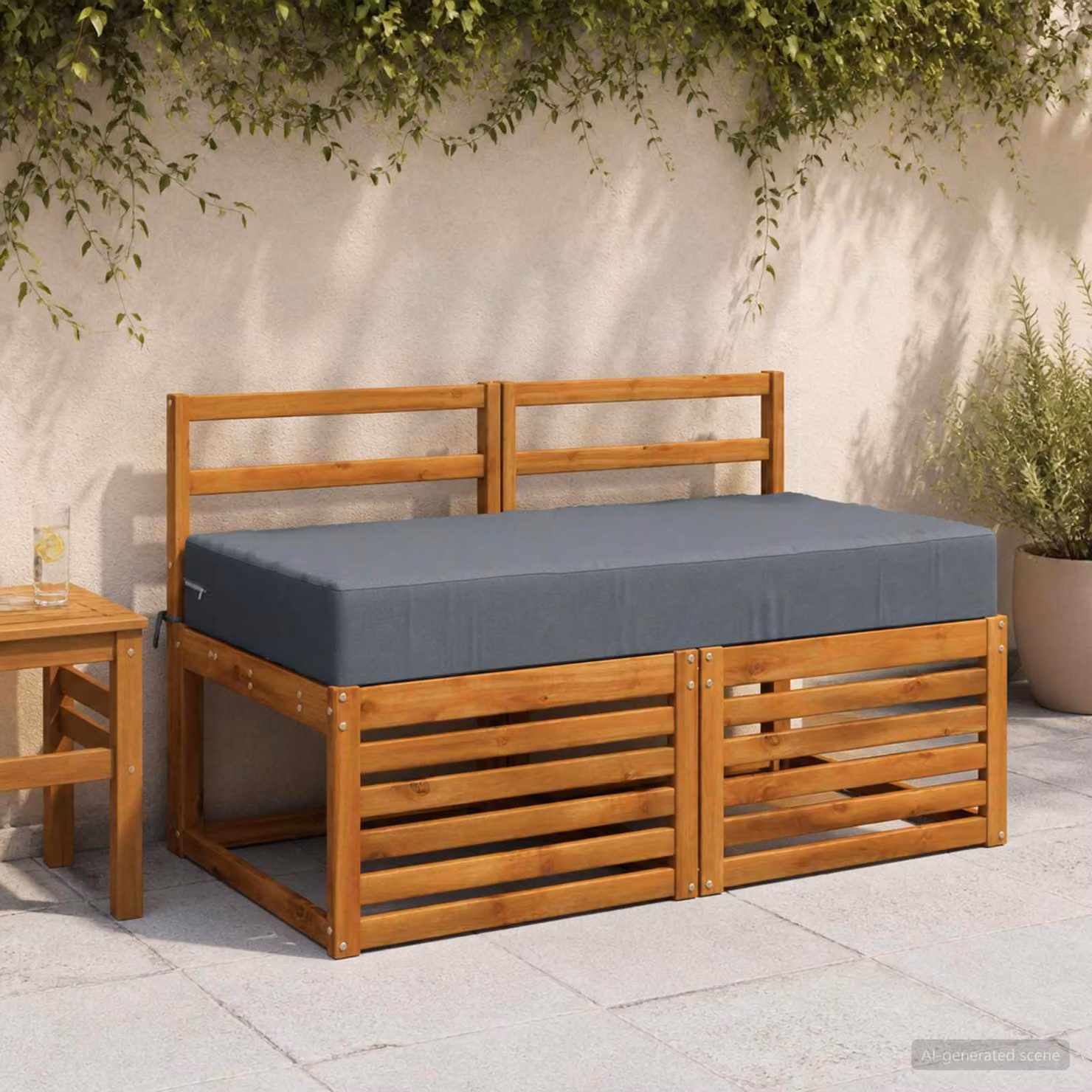 Cuscino per la seduta vidaXL SOEST in poliestere blu e grigio con rivestimento lavabile e resistente ai raggi UV