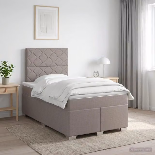Letto box spring con materasso ibrido vidaXL beige L/P: 120 x 200 cm – 1