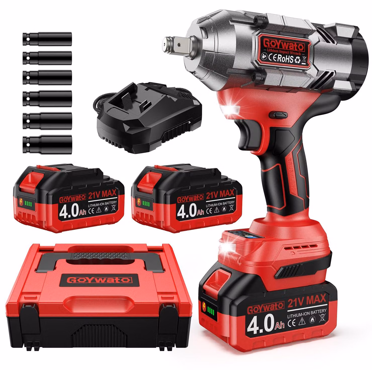 Avvitatore a percussione Accu da 21 V - Coppia di 1490 Nm - 2 batterie da 4000 mAh - Metallo